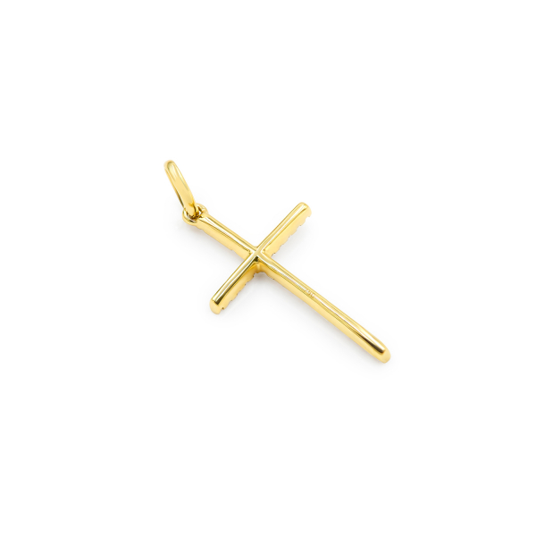 0,06 Karat Diamant Anhänger Kreuz mit Öse Gelbgold in 15.1 mm