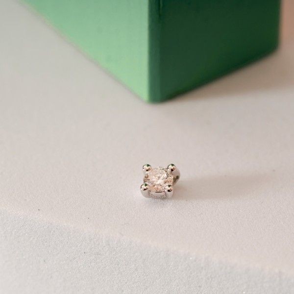 0,15 Karat Diamant Anhänger 4-er Krappe, Weißgold 585 / 14K, Höhe 5.9 mm, Breite 4.4 mm, Gewicht ca. 0.15 g