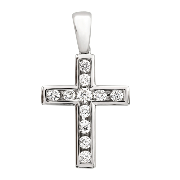 0,20 Karat Diamant Anhänger Kreuz mit Öse Weißgold in 20.0 mm