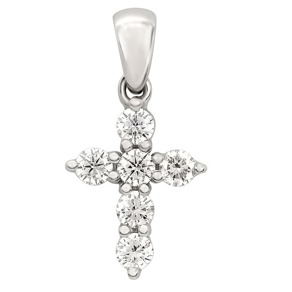 0,24 Karat Diamant Anhänger Kreuz mit Öse, Weißgold 750 / 18K, Höhe 13.5 mm, Breite 8.3 mm, Gewicht ca. 0.82 g