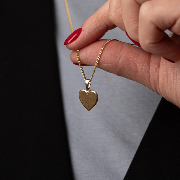 Anhänger Gravurplatte herzform bandmatt , Gelbgold 585 / 14K, Höhe 12 mm, Gewicht ca. 1,37 g