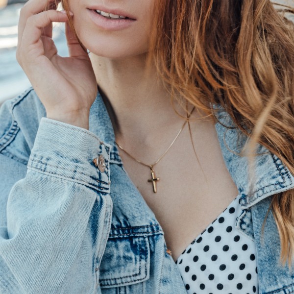 Anhänger Kreuz poliert, Gelbgold 585 / 14K, Höhe 21.0 mm, Breite 13.9 mm, Gewicht ca. 1.07 g