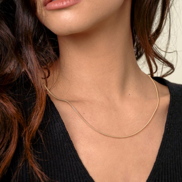 Goldkette als Ankerkette diamantiert in Gelbgold 333 / 8K, 50 cm lang, 1,3 mm breit, Gewicht ca. 2.4 g.