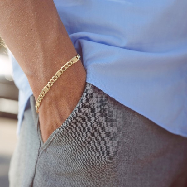 Armband als Fantasiekette in Gelbgold 585 / 14K, 20 cm lang, 3,5 mm breit, Gewicht ca. 2.4 g.