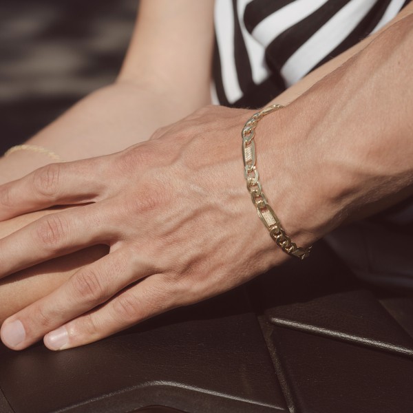 Armband als Fantasiekette in Gelbgold 585 / 14 K, 20 cm lang, 5,2mm breit, Gewicht ca. 4.8 g.