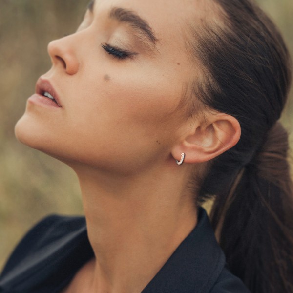 0,32 Karat Diamant Creolen, Rotgold 585 / 14 Karat, Gewicht ca. 1.7 g.