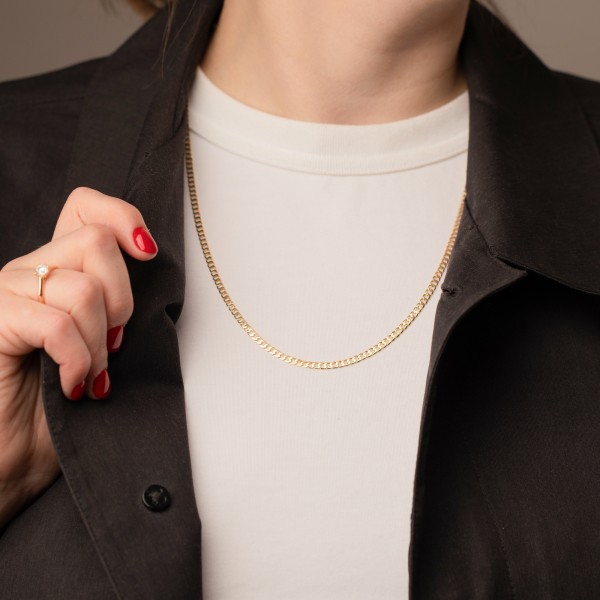 Goldkette als Panzerkette facettiert in Gelbgold 375 / 9 Karat, 45 cm lang, 3.1 mm breit, Gewicht ca. 5 g.