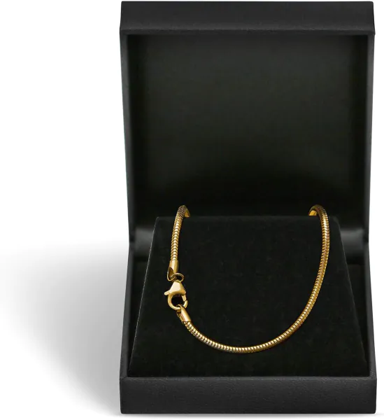 Goldkette als Schlangenkette in Gelbgold 585 / 14K, 75 cm lang, 2,4 mm breit, Gewicht ca. 19.5 g.