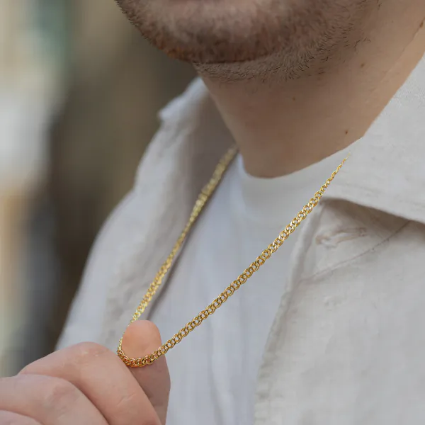 Goldkette als Zwillingspanzerkette in Gelbgold 375 / 9K, 42 cm lang, 2,9 mm breit, Gewicht ca. 4.1 g.
