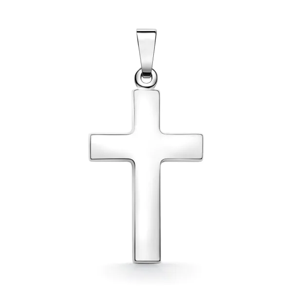 Anhänger Kreuz glanz , Weißgold 585 / 14K, Höhe 21 mm, Gewicht ca. 0,9 g