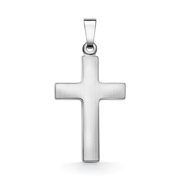 Anhänger Kreuz seidenmatt , Weißgold 333 / 8K, Höhe 21 mm, Gewicht ca. 0,75 g