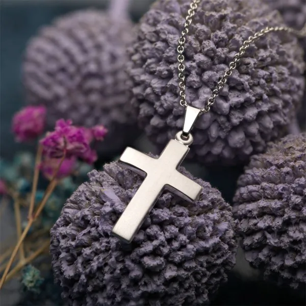 Anhänger Kreuz seidenmatt Weißgold in 21 mm
