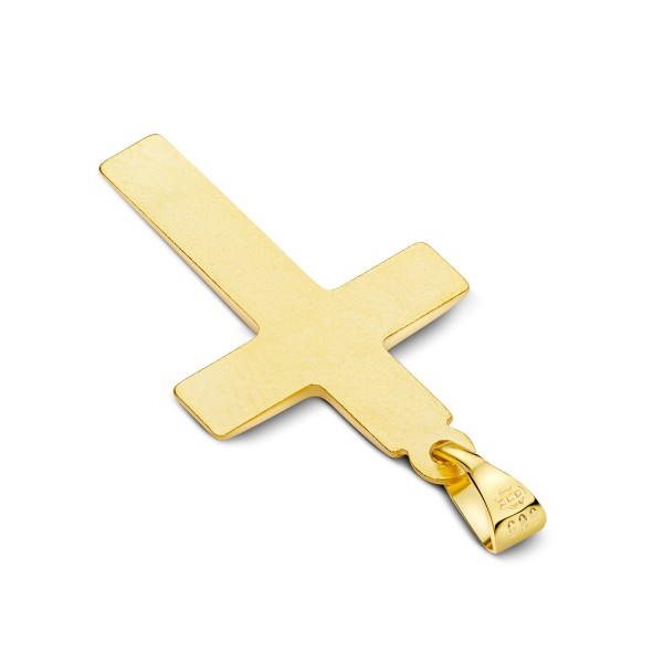 Anhänger Kreuz gesandelt/glanz/diam. , Gelbgold 585 / 14K, Höhe 21 mm, Gewicht ca. 0,83 g