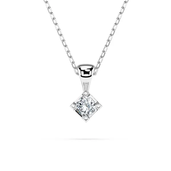 0,08 Karat Diamant Anhänger 4 Krappe Weißgold 585 (14K) mit Goldkette für Damen