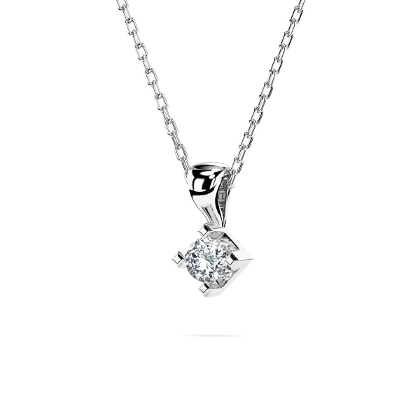0,08 Karat Diamant Anhänger 4 Krappe Weißgold 585 (14K) mit Goldkette für Damen