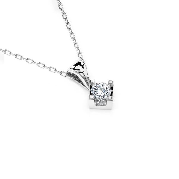 Diamantanhänger in 0,08 Karat, Weißgold 585 / 14 Karat, mit einer 585ger Goldkette, Gewicht ca. 1,5 g.