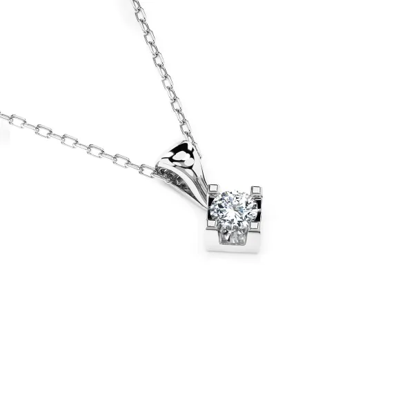 0,08 Karat Diamant Anhänger 4 Krappe Weißgold 585 (14K) mit Goldkette für Damen