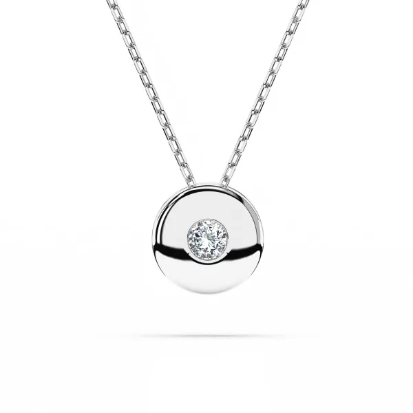 0,04 Karat Diamant Anhänger Zarge Weißgold 585 (14K) mit Goldkette für Damen