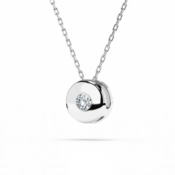 0,04 Karat Diamant Anhänger Zarge Weißgold 585 (14K) mit Goldkette für Damen