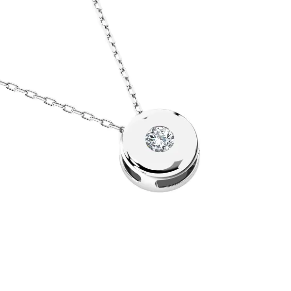 0,04 Karat Diamant Anhänger Zarge Weißgold 585 (14K) mit Goldkette für Damen