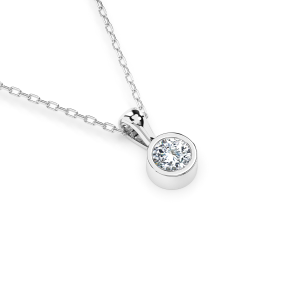 Diamantanhänger in 0,1 Karat, Weißgold 585 / 14 Karat, mit einer 585ger Goldkette, Gewicht ca. 1,6 g.