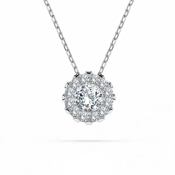 Diamantanhänger in 0,1 Karat, Weißgold 585 / 14 Karat, mit einer 585ger Goldkette in 45 (42+3) cm lang, Gewicht ca. 1,7 g.