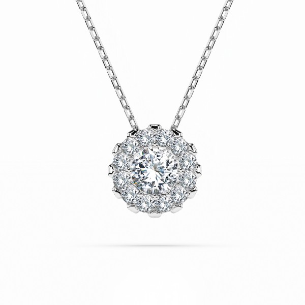 Diamantanhänger in 0,1 Karat, Weißgold 585 / 14 Karat, mit einer 585ger Goldkette