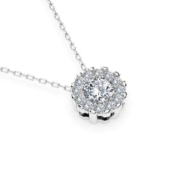 Diamantanhänger in 0,1 Karat, Weißgold 585 / 14 Karat, mit einer 585ger Goldkette