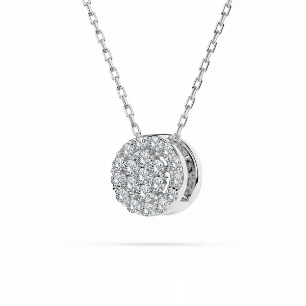 Diamantanhänger in 0,19 Karat, Weißgold 585 / 14 Karat, mit einer 585ger Goldkette in 45 (42+3) cm lang, Gewicht ca. 1,8 g.