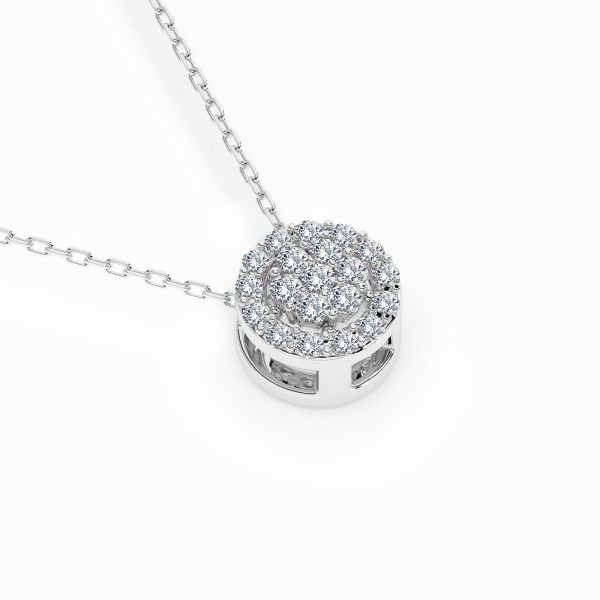 Diamantanhänger in 0,19 Karat, Weißgold 585 / 14 Karat, mit einer 585ger Goldkette in 45 (42+3) cm lang, Gewicht ca. 1,8 g.