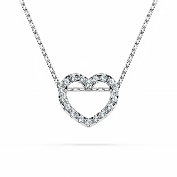 0,09 Karat Diamant Anhänger Herz Weißgold 585 (14K) mit Goldkette für Damen