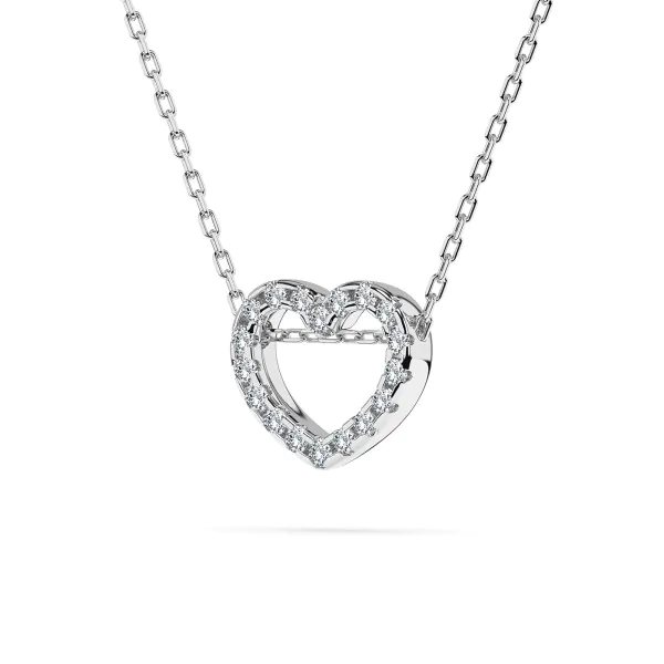 0,09 Karat Diamant Anhänger Herz Weißgold 585 (14K) mit Goldkette für Damen
