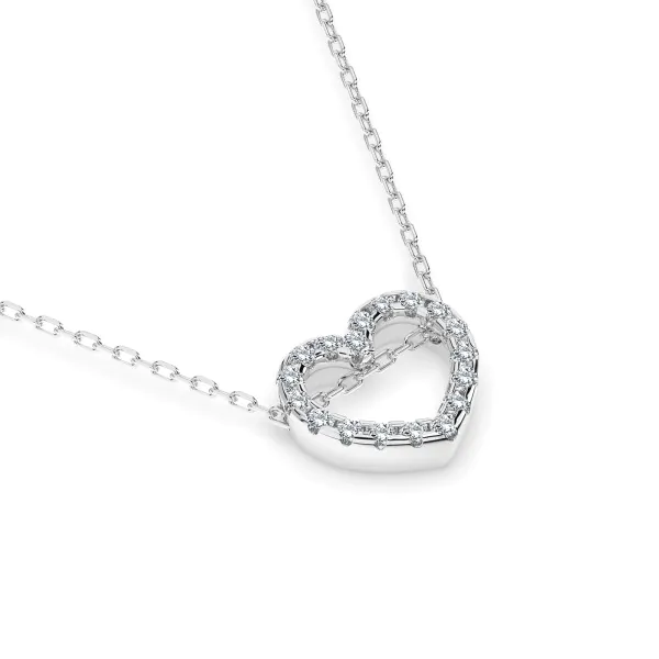 0,09 Karat Diamant Anhänger Herz Weißgold 585 (14K) mit Goldkette für Damen