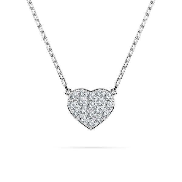 0,09 Karat Diamant Anhänger Herz Weißgold 585 (14K) mit Goldkette für Damen