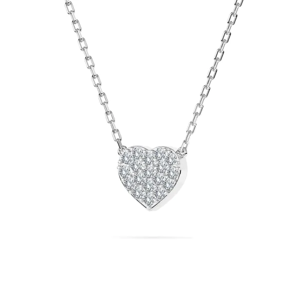 0,09 Karat Diamant Anhänger Herz Weißgold 585 (14K) mit Goldkette für Damen