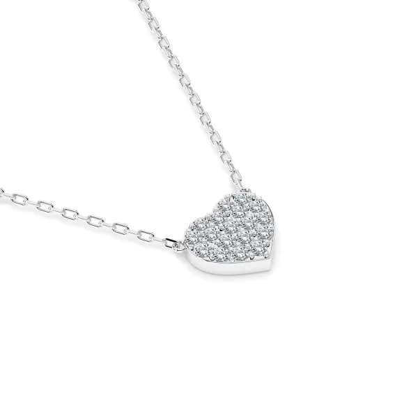 0,09 Karat Diamant Anhänger Herz Weißgold 585 (14K) mit Goldkette für Damen
