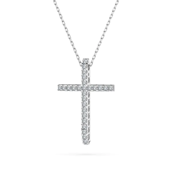 0,14 Karat Diamant Anhänger Kreuz Weißgold 585 (14K) mit Goldkette für Damen