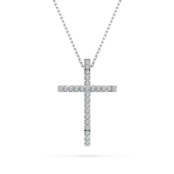 0,14 Karat Diamant Anhänger Kreuz Weißgold 585 (14K) mit Goldkette für Damen