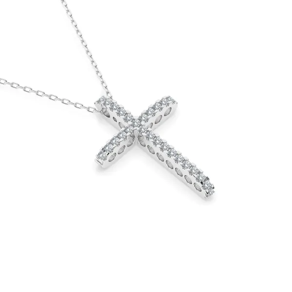 0,14 Karat Diamant Anhänger Kreuz Weißgold 585 (14K) mit Goldkette für Damen
