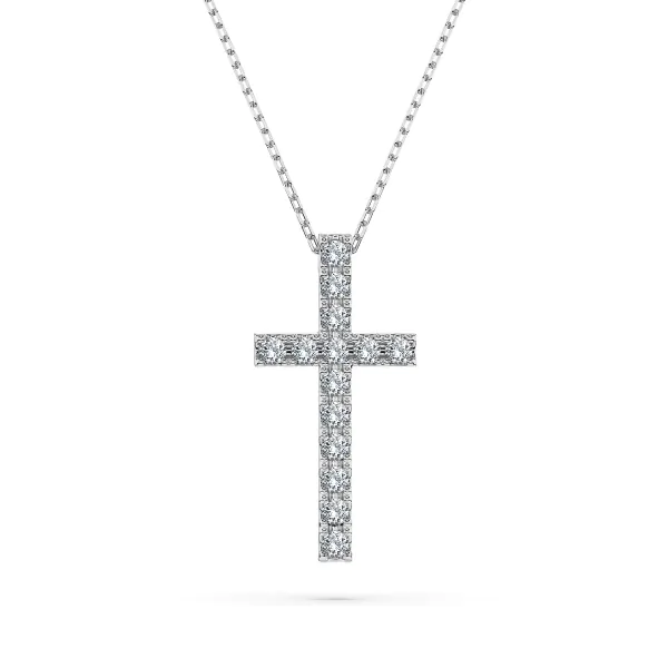 0,2 Karat Diamant Anhänger Kreuz Weißgold 585 (14K) mit Goldkette für Damen