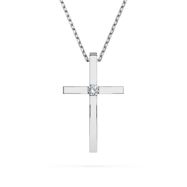 Diamantanhänger in 0,03 Karat, Weißgold 585 / 14 Karat, mit einer 585ger Goldkette in 45 (42+3) cm lang, Gewicht ca. 2 g.