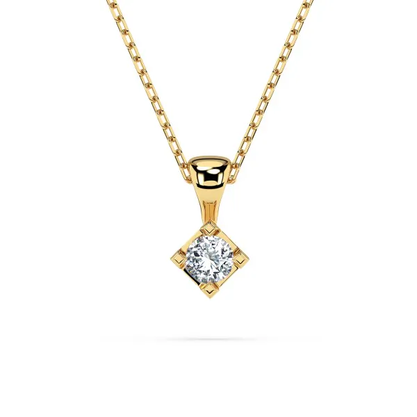 0,08 Karat Diamant Anhänger 4 Krappe Gelbgold 585 (14K) mit Goldkette für Damen