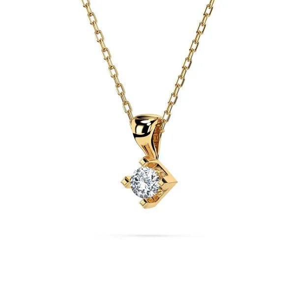 0,08 Karat Diamant Anhänger 4 Krappe Gelbgold 585 (14K) mit Goldkette für Damen