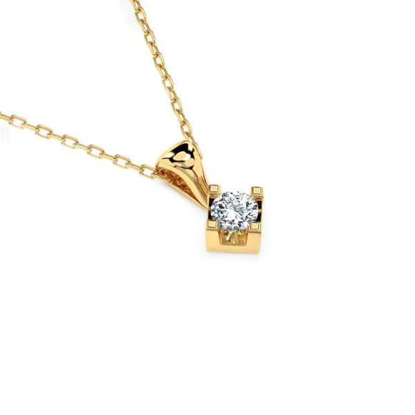 0,08 Karat Diamant Anhänger 4 Krappe Gelbgold 585 (14K) mit Goldkette für Damen