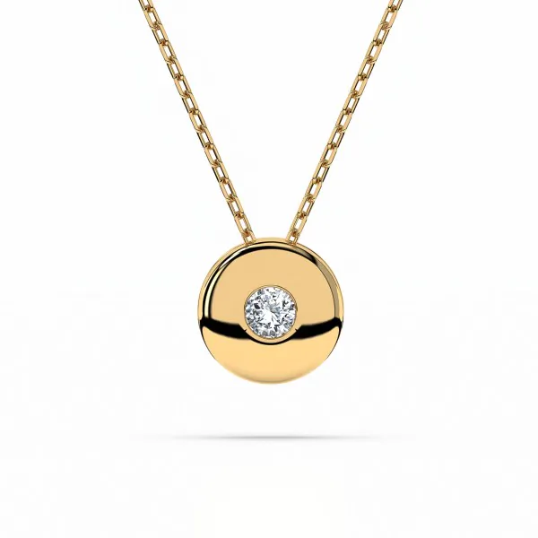 0,04 Karat Diamant Anhänger Zarge Gelbgold 585 (14K) mit Goldkette für Damen