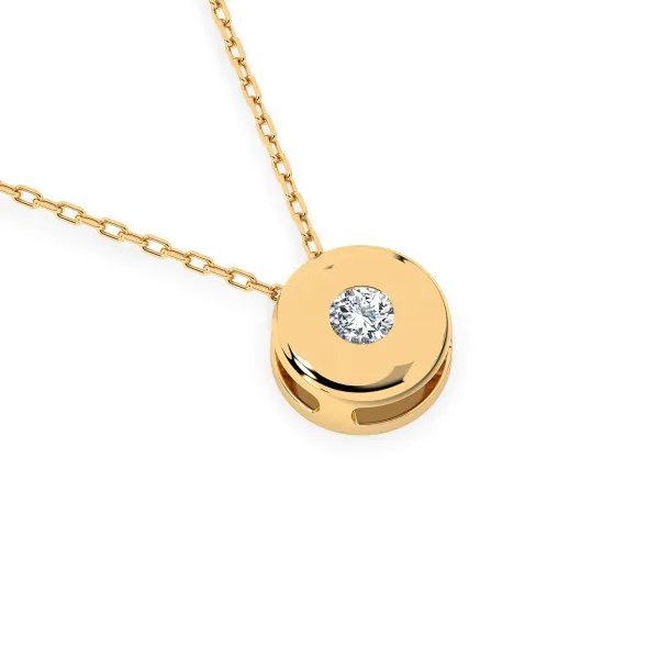 0,04 Karat Diamant Anhänger Zarge Gelbgold 585 (14K) mit Goldkette für Damen