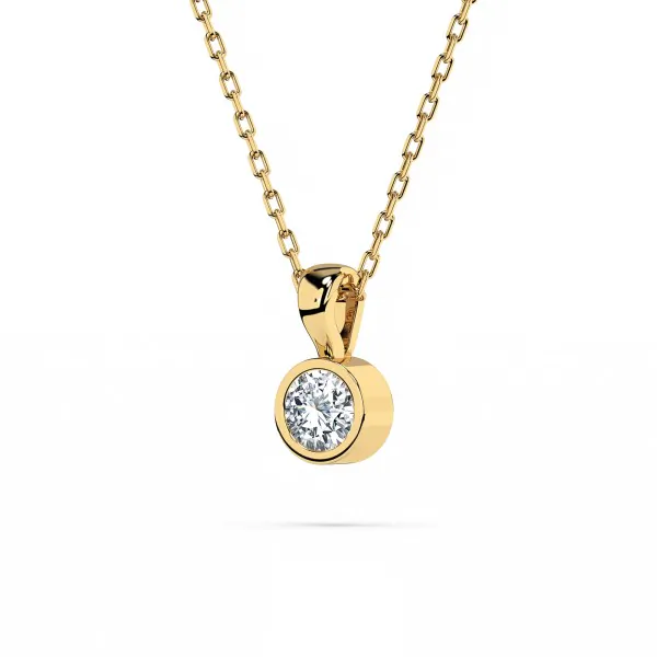 0,1 Karat Diamant Anhänger Zarge Gelbgold 585 (14K) mit Goldkette für Damen