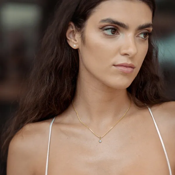 0,1 Karat Diamant Anhänger Zarge Gelbgold 585 (14K) mit Goldkette für Damen