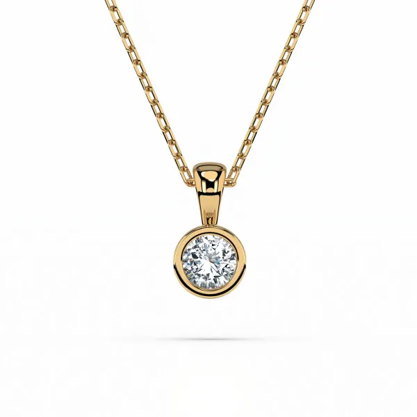 0,1 Karat Diamant Anhänger Zarge Gelbgold 585 (14K) mit Goldkette für Damen