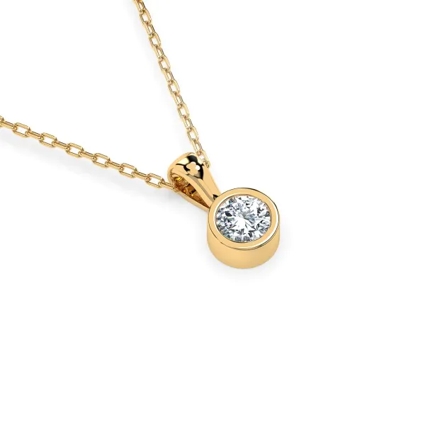 0,1 Karat Diamant Anhänger Zarge Gelbgold 585 (14K) mit Goldkette für Damen